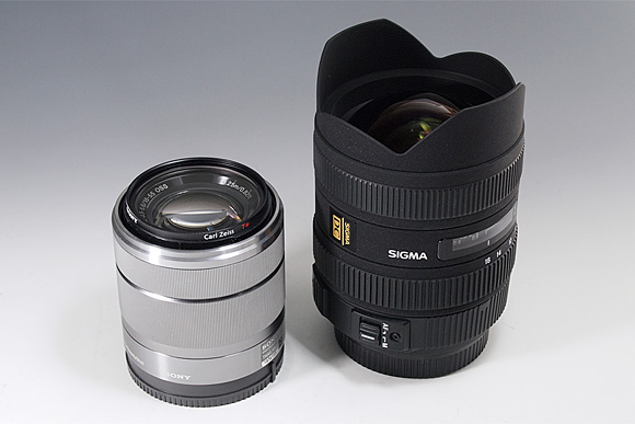 「SIGMA 8-16mm F4.5-5.6 DC HSM」と「SEL1855 E18-55mm F3.5-5.6 OSS」