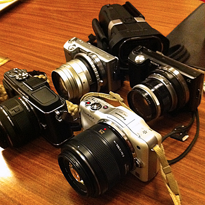 NEX-5、PEN E-P3、DMC-GF3、JVC GS-TD1